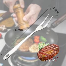Meat Fork Made of Stainless Steel, Grill Fork Servier, Carving Fork Made of Stainless Steel, Carving Fork, Dishwasher Safe, for Barbecue, Kitchen, Turkey, Roasting, Dinner