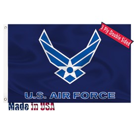 US Air Force Wings Military Flag Outdoor 2x3 Double Sided USAF Airforce Flags Banner 100% Polyester Fiber Bright Color with Durable Canvas Header and 2 Non Fading Brass Grommets