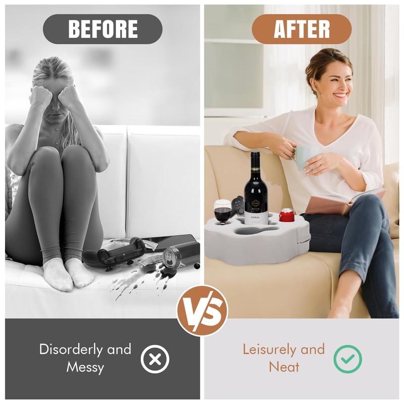 IGOHEALS Couch Cup Holder Pillow - Couch Drink Holder Sofa