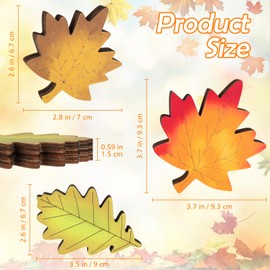 Fall Decorations for Home - 3 Pcs Rustic Maple & Oak Leaf Wooden Table Decor, Autumn Farmhouse Thanksgiving Signs for Mantel, Shelf, Tiered Tray