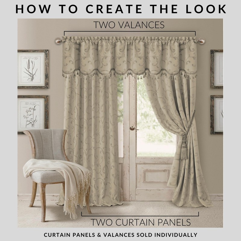 Elrene Home Fashions Mia Jacquard Scroll Blackout Window Curtain, 52"