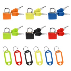 Soleeya Pack of 6 Mini Suitcase Lock with Keys, Colourful Small Lock with Key, Mini Padlock with Plastic Key Ring, Coloured Luggage Locks, Creative Gifts for Christmas