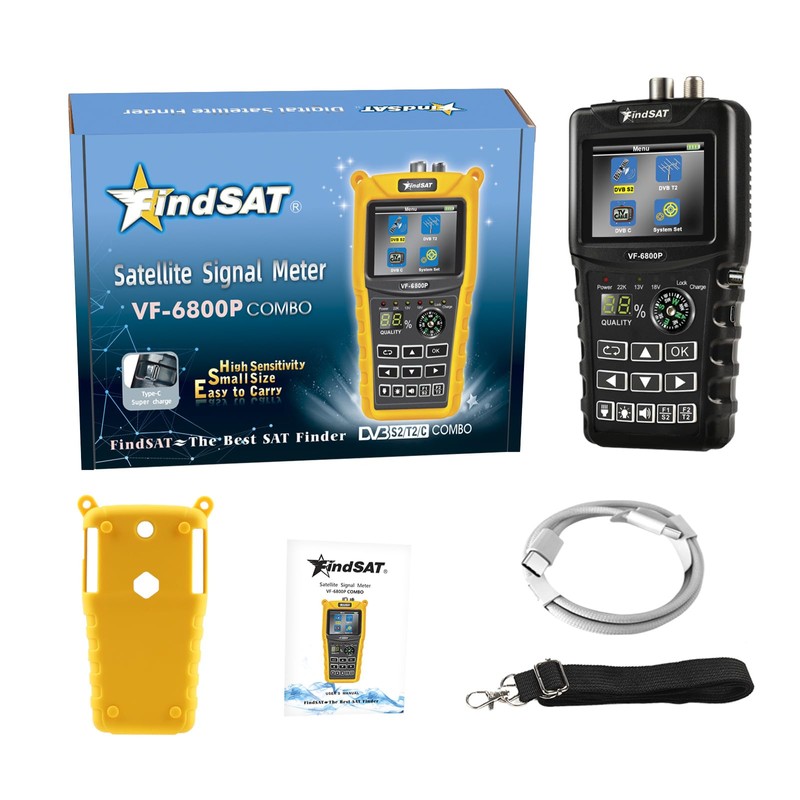 VF-6800P Satellite Finder DVB-S2/T-C MPEG4 Sat Finder Meter 2.4 Inch