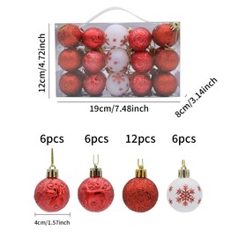 Set of 30 Christmas Baubles - 4cm Decoration - Unbreakable - Indoor and Outdoor - Plastic