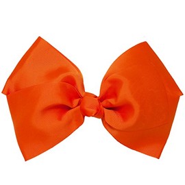 Mia Spirit Bow Barrette | X-Large Grosgrain Ribbon Bow on Auto-Clasp Barrette | Orange | 7.5 Inches Long |for Cheer, Students, Dance, Women 1pc