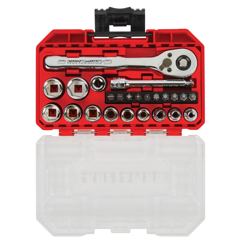CRAFTSMAN Socket Set, 24-Piece, 1/4 Inch Drive, Metric, Includes Storage