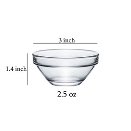 JHNIF 12pcs Clear Glass Soy Sauce Dipping Bowls Side Dishes for Snack Sushi Fruit Appetizer Dessert. 3 Inch