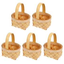 DOITOOL Mini Woven Baskets with Handles 5pcs Miniature Flower Basket Rustic Hanging Wedding Decor Mini Hamper Baskets Playset Mini Scene Props for Dollhouse Farmhouse Decor