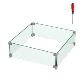 Emardom 20"x20"x6" Square Fire Pit Wind Guard, Guard for 28-32 inch Fire Pit Table, 5/16 Inch Thickness Clear Tempered Glass