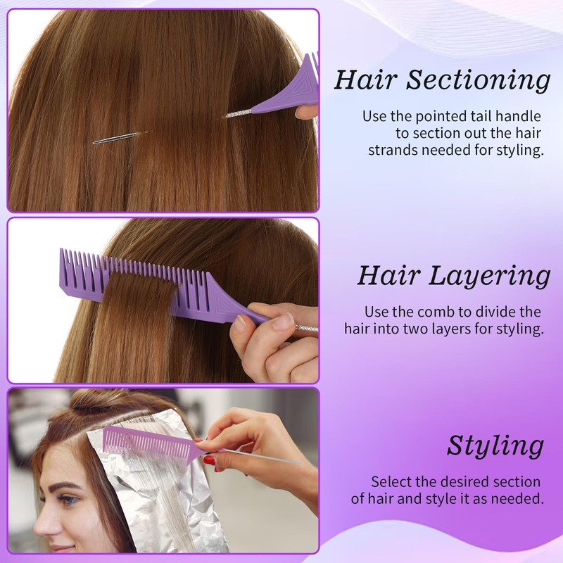 Shimmeroo 3Pcs Highlighting Comb Set, Tail Comb for Hair Styling,