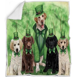 Doggie of the Day Labrador Retriever Dogs - St. Patricks Day Irish Family - Soft Lightweight Breathable - Fleece, Sherpa & Tasseled Woven Durable Throw Blanket for Bed, 50x60 Woven BLNKTNC00497