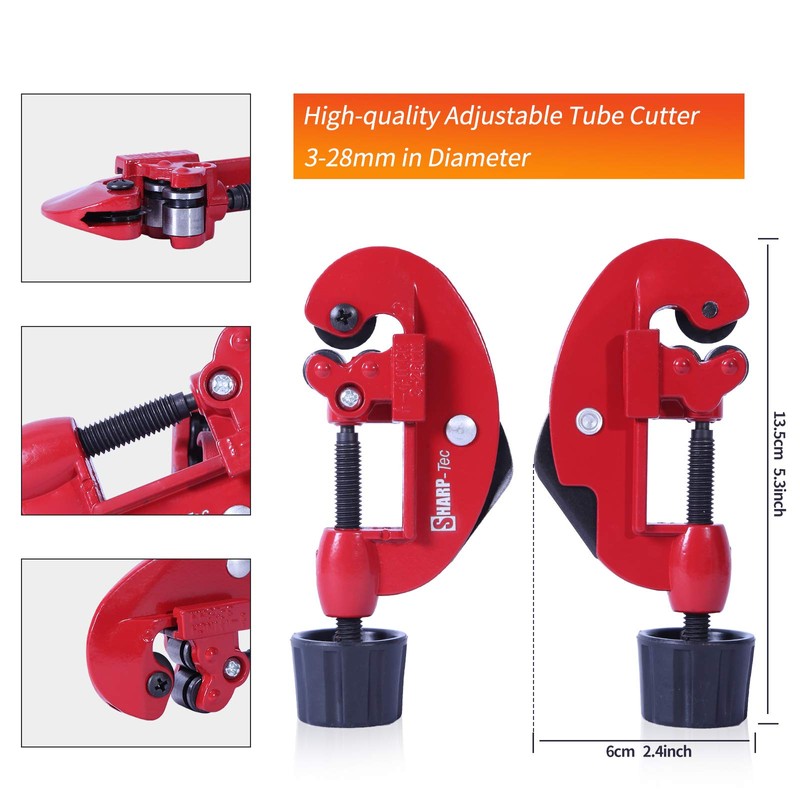 Sharp-Tec 3-28mm Tube Cutter, Adjustable Aluminum Alloy Pipe Cutter for