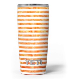 Design Skinz The Orange Watercolor Surface with Horizontal Stripes - Skin Decal Vinyl Wrap Kit Compatible with The Yeti Rambler Cooler Tumbler Cups