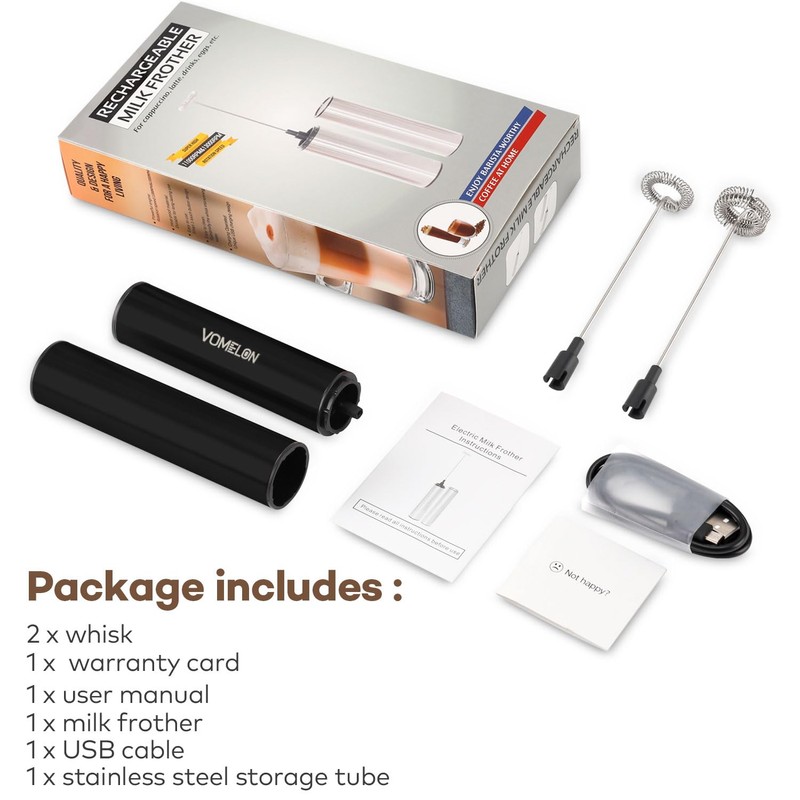 Rechargeable Milk Frother, Electric Coffee Foamer, Handheld Drink Mixer for
