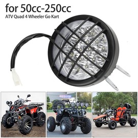 FVRITO 12V LED Front Head Light Lamp for 110cc 125cc 150cc 200cc 250cc TaoTao Coolster Roketa Yamoto Vitacci JCL Kazuma Peace RPS ICEbear Apollo Sej BULL KXD FARM Sunl Kandi ATV Quad 4 Wheeler Go Kart