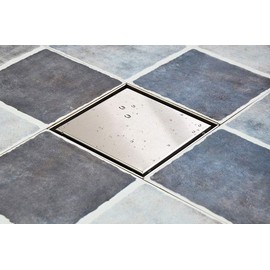 Neodrain Square Shower Drain with Removable Tile insert Grate, 6-Inch, Brushed 304 Stainless Steel, With WATERMARK&CUPC Certified, Includes Hair Strainer