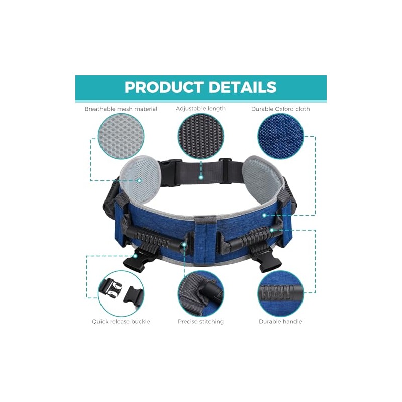 Gait Belt, Safety Gate Transfer Belt for Seniors with 7