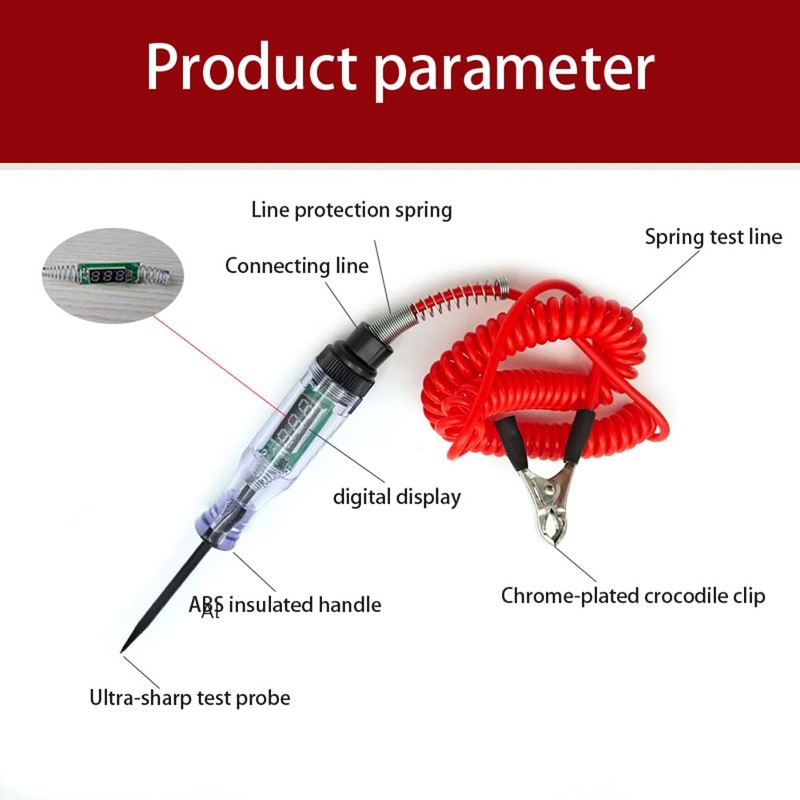 Eacam Portable Circuit Tester, 3-48V Automotive Electric Digital Display Circuit