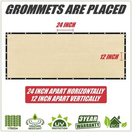 ColourTree Customized Size Fence Screen Privacy Screen Beige 4' x 36' - Commercial Grade 170 GSM - Heavy Duty - 3 Years Warranty - Cable Zip Ties Included