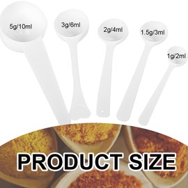Measuring Spoons, Transparent Measuring Spoons with Scale 1g, 1.5g, 2g, 3g, 5g Scales, Measuring Spoon Gram, Scoop 5g, Dosing Spoon 5g for Baking, Cooking, Coffee, Washing Powder, Protein Powder,
