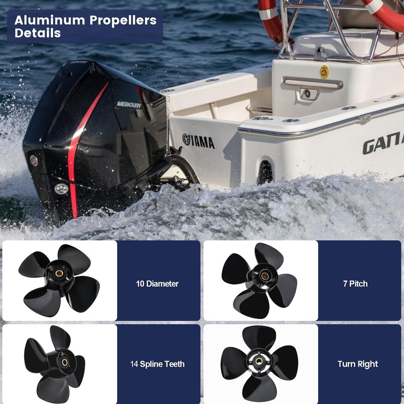 Meruzue High Thrust 10 x 7 Boat Propeller for Mercury