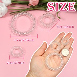 TUUXI 12pcs Spiral Hair Ties Clear Phone Cord Hair Ties Traceless Hair Coils Elastic Bands Ponytail Holders Coil Hair Ties for Women Girls Large Size 2.16 Inch Small 1.18 Inch Mini 0.78 Inch