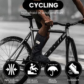 LURNODY A Pair of Thickened Rain Shoe Covers, Overshoes, Waterproof Double Layer Protection, Overshoes Bicycle Included Fasteners that are Not Easy to Fall Off (Black XL), black