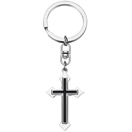 PLwelth Cross Keychain for Women Men Funny Keychain for Christian Faith Cute Keyring for Her Him Car Keychain for Wallet Backpack Stainless Steel Religious Gifts for Christmas Birthday