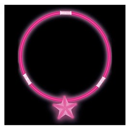 Set of 10 Glow Stick Necklace/Chain with Star in Pink Luminous – Great Jewellery for Wedding, Stag Party, Fancy Dress, Carnival or Children's Birthday