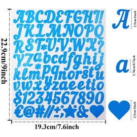 704 Pieces Letter Number Stickers for Scrapbook, Small 1 Inch Vinyl Alphabet Puntuation Sticker Decals for Water Bottle, Greeting Cards, DIY and Crafts- Blue