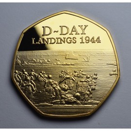 The Commemorative Coin Company D-DAY LANDINGS 24ct Gold Commemorative. Operation Overlord, Normandy, WW2, 1944