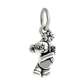 Dangle Teddy Bear with Flower Charm Bead for Charms Bracelets