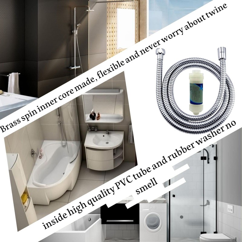 Klabb stainless steel Shower Hose With Filter Element, 59 Inches