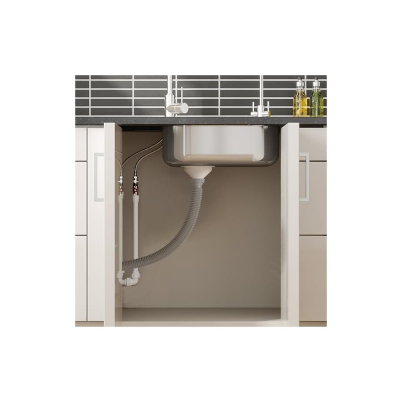 2-Pack Flexible Sink Drain Pipes with P-Trap - With Compatibility