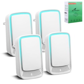 4 Pack Plug In Air Ionizers, Quiet Operation Air Freshener for Home, Office, Bedroom, Kitchen, Garage Room, Portable Air Purifiers, Pets Smell - Air Cleaner (White)