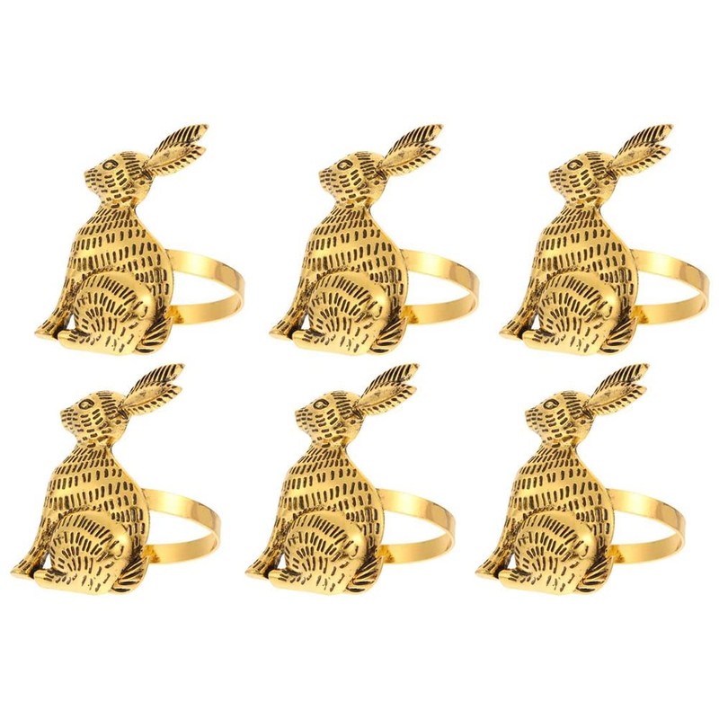 CENPEK 6pcs Easter Bunny Napkin Rings Rabbit Napkin Ring Holders