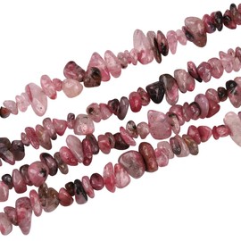 32 Inches 5-8mm Natural Plum Blossom Tourmaline Chips Gemstone Free Form Tumbled Semi Precious Irregular Strand Drilled Stone Beads for Jewelry Making