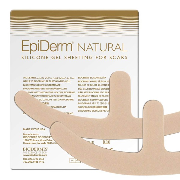 Biodermis Epi-Derm Mastopexy Anchor Shape Silicone Scar Tape for Breast Reduction & Reconstruction Surgery, Scar Sheets for Flattening & Fading, Ideal for Surgical & Keloid Scars - 1 Pair, Natural