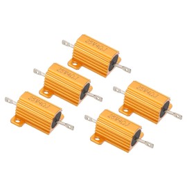 PATIKIL 25W 4 Ohm Aluminum Shell Resistor 5 Pack Aluminum Housing Resistor Housing Case Wire Wound Resistor Screw Tap Power Resistor 5% Tolerance Gold