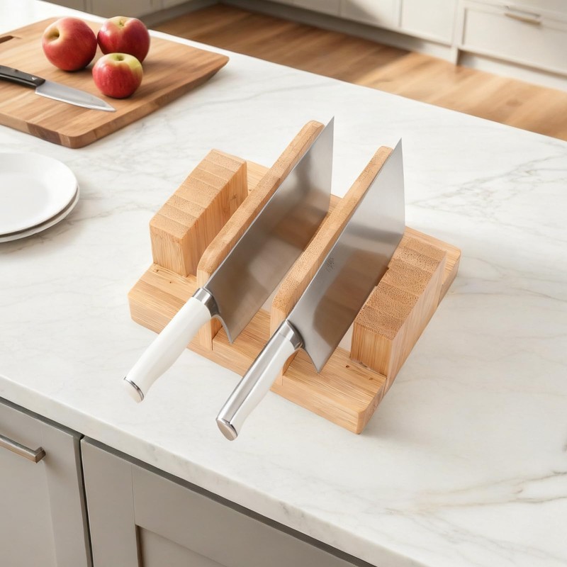 GZLT Bamboo Pot Lid Holder Stand, Cutting Board Organizer and