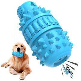 PIFFZEDO Dog Toys for Aggressive Chewers,Interactive Natural Rubber Chew & Squeaky Toy for Large Medium Breed,Dog Toothbrush,Tough & Durable (Azure,Large)