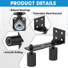 YogePote Heavy Duty Slide Gate Roller Guide with Steel L Rear Post Bracket, Adjustable Nylon Roller Guide, Rolling Gate Hardware kit for Sliding Door, Rolling Door, Wood Door (Black-2pcs, 3in)