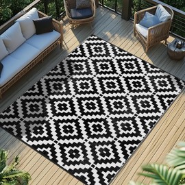 Favoyard Outdoor Rug 8x10 ft Waterproof Reversible Patio Plastic Straw Rugs for Decor Clearance Outside Large RV Camping Area Carpet Mat for Porch Deck Balcony Pool Backyard Picnic Beach Camper Door