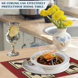 Placemats-Abstract Vintage African Animals Linen Table Place Mats Set of 4 Non-Slip Heat Resistant Table Mats for Dining Kitchen Cabin Decor 12x18 Inch