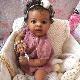 Zero Pam Black Reborn Baby Girl Dolls 19 Inch Full Body Silicone Reborn Baby Black Newborn Dolls Lifelike African American Doll Realistic Anatomically Correct Baby Doll