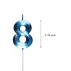 Qj-solar 2.76 inch Blue 8 Birthday Candles,3D Number 8th Cake