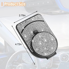 Sandfren Bling Sunglasses Holder for Car Visor, Genuine Leather Crystal Rhinestone Vehicle Eyeglasses Clip Mount Hanger, Auto Ticket Card Origanizer for Women Girls, Universal Fit (White)