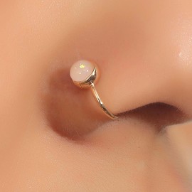 Inilbran Boho Opal Nose Ring Vintage Opal Clip On Nose Ring Gold Moonstone Fake Nose Ring Opal Not Pierced Nose Ring Jewellery for Women and Girls, Stainless Steel