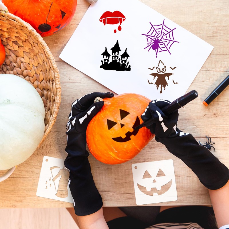 OOTSR 48 PCS Halloween Painting Stencils for Craft Reusable, Drawing