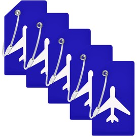 BlueCosto 5X Bright Blue Small Flexible Luggage Tags for suitcases Travel Suitcase Tag w/Privacy Covers